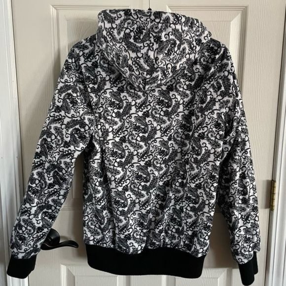 Helix Snowboardwear Medium Black & White Paisley Coat Zip Jacket - Picture 12 of 16